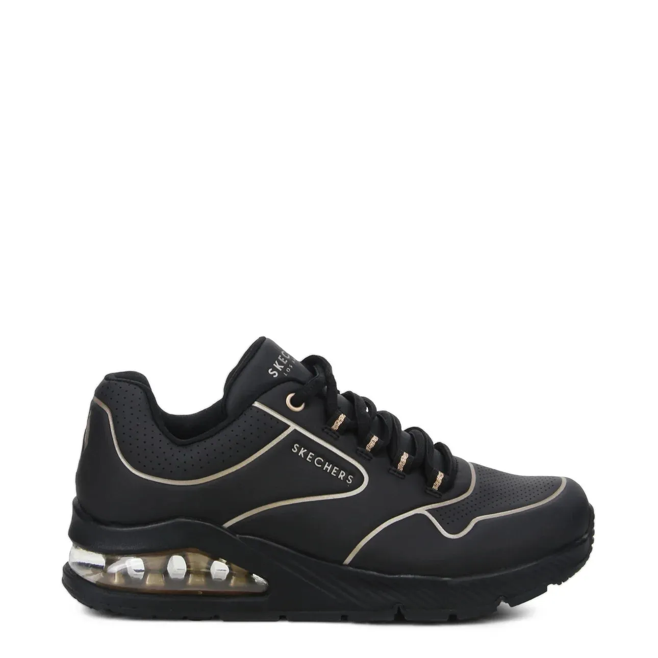 SKECHERS WOMENS UNO 2 GOLDEN TRIM - BLACK/GOLD