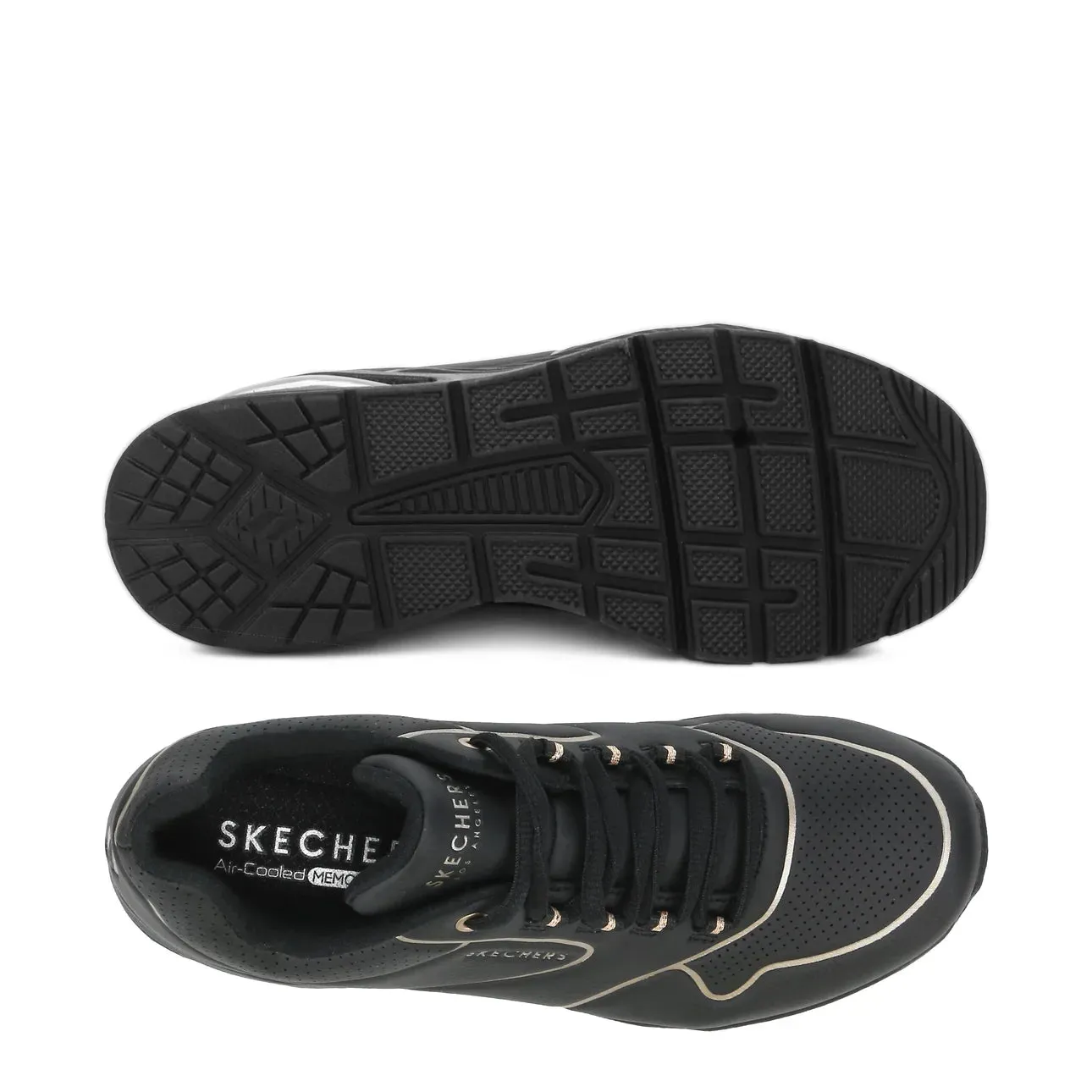 SKECHERS WOMENS UNO 2 GOLDEN TRIM - BLACK/GOLD