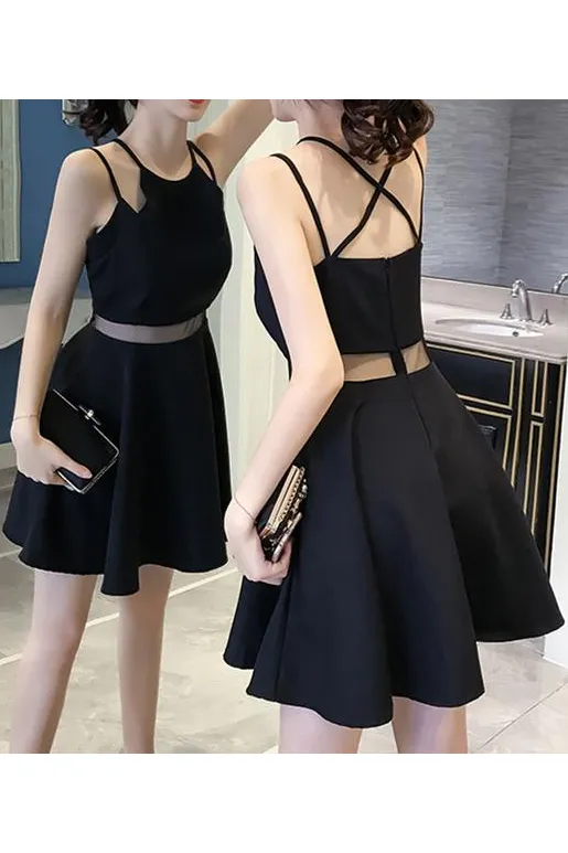 Sleeveless Black Homecoming Dress, A Line Little Sweet 16 Dress, Cute Prom Dress UQ2009