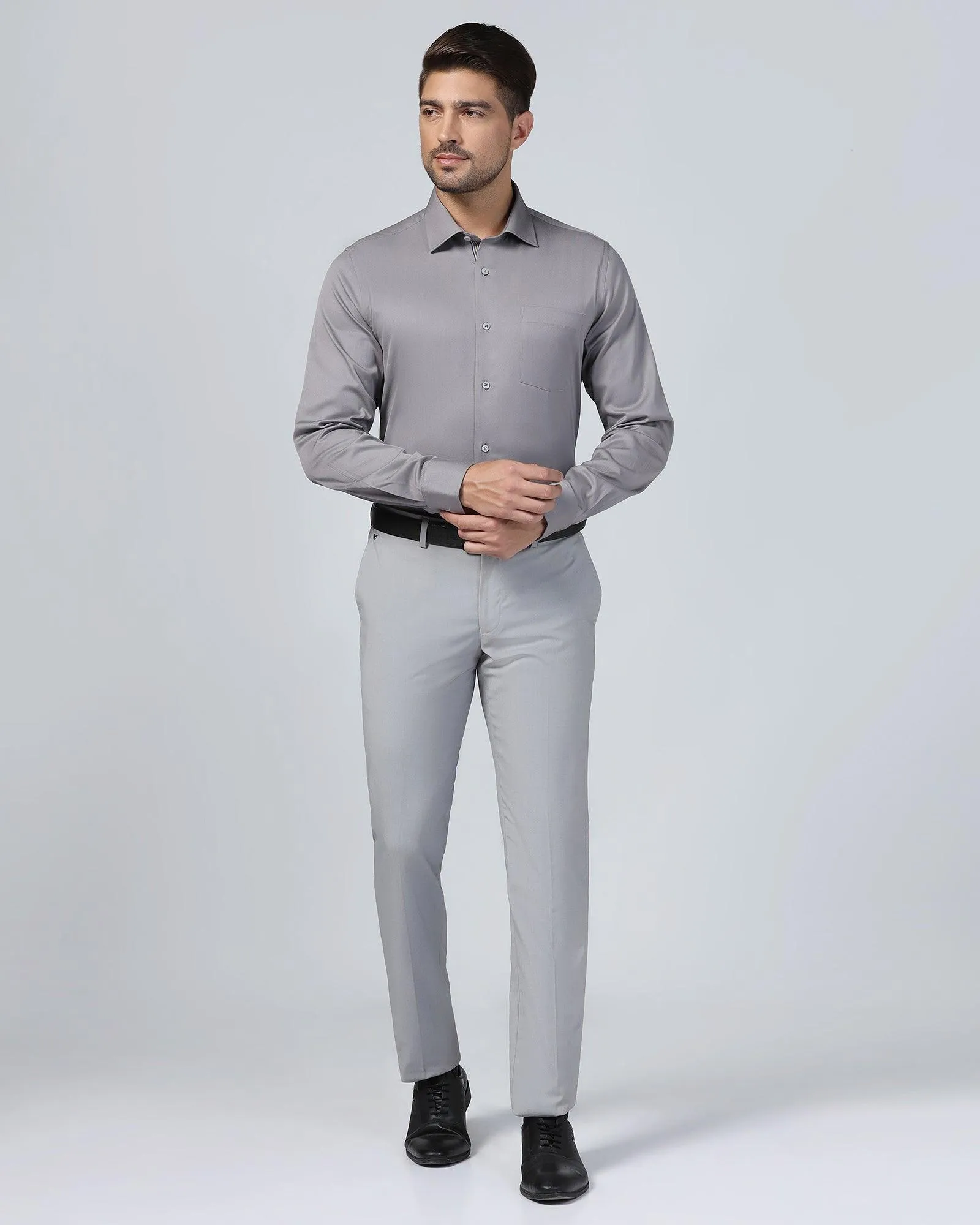 Slim Comfort B-95 Formal Light Grey Textured Trouser - Mazda