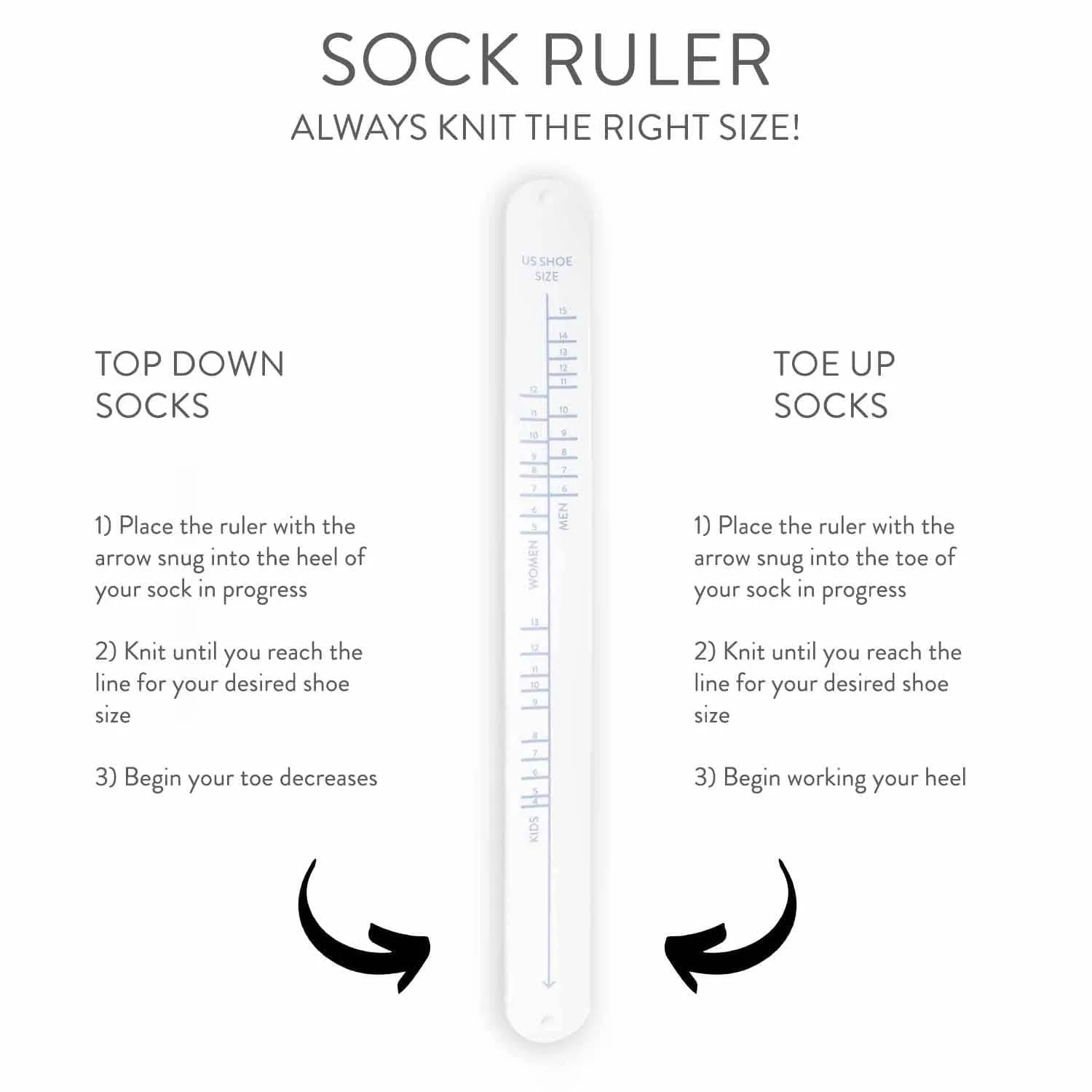 Sock Ruler - Sock Sizing Bracelet Ruler: Lavender