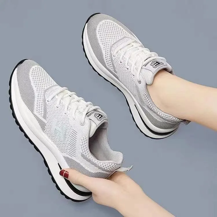 Spring and summer flying woven women's sneaker fashion all-match running shoes mesh breathable casual women