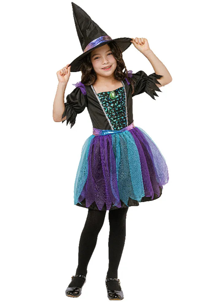 Starry Night Sparkly Witch Girls Halloween Costume