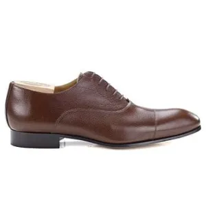 Sweet chestnut grained leather Men&#039;s Oxford shoes - Leather outsole - BRISBURY