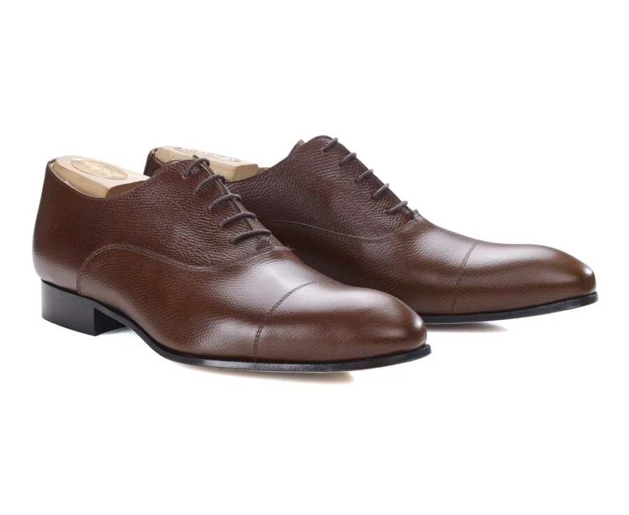 Sweet chestnut grained leather Men&#039;s Oxford shoes - Leather outsole - BRISBURY