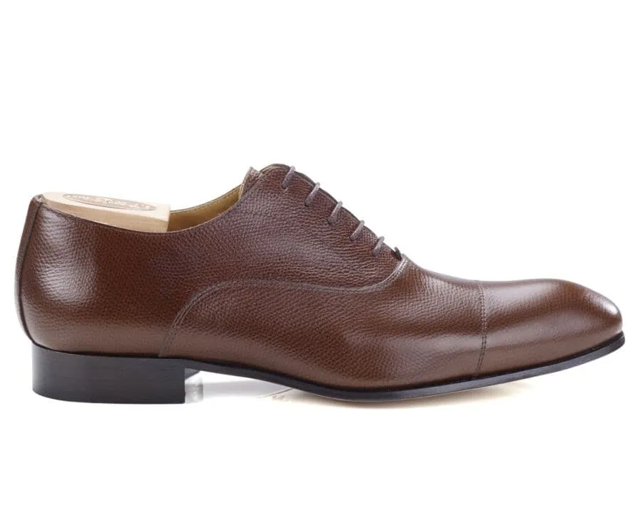 Sweet chestnut grained leather Men&#039;s Oxford shoes - Leather outsole - BRISBURY