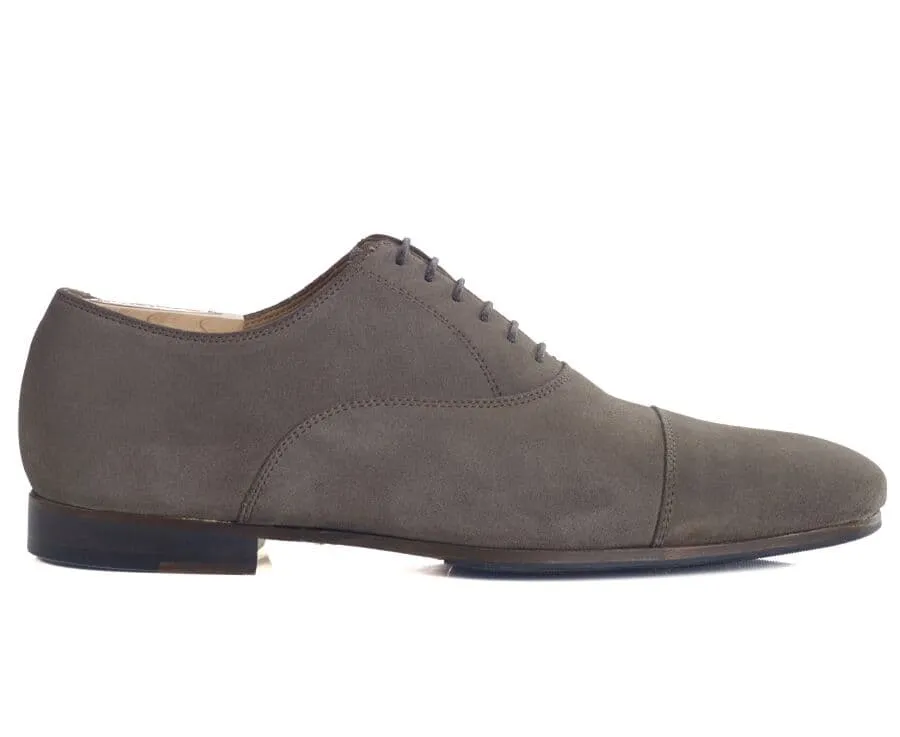 Taupe Suede Oxford shoes - Leather outsole &amp; rubber pad - LENNOX PATIN