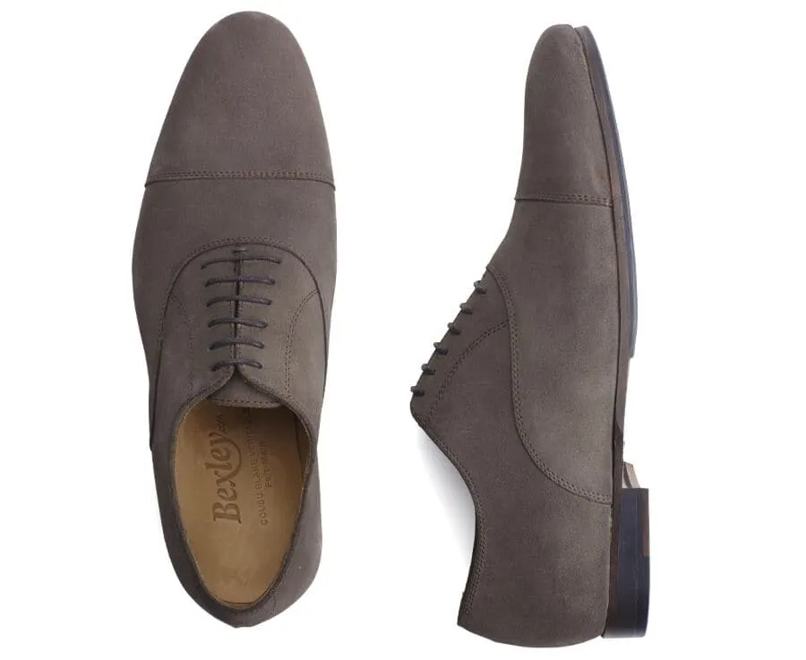 Taupe Suede Oxford shoes - Leather outsole &amp; rubber pad - LENNOX PATIN