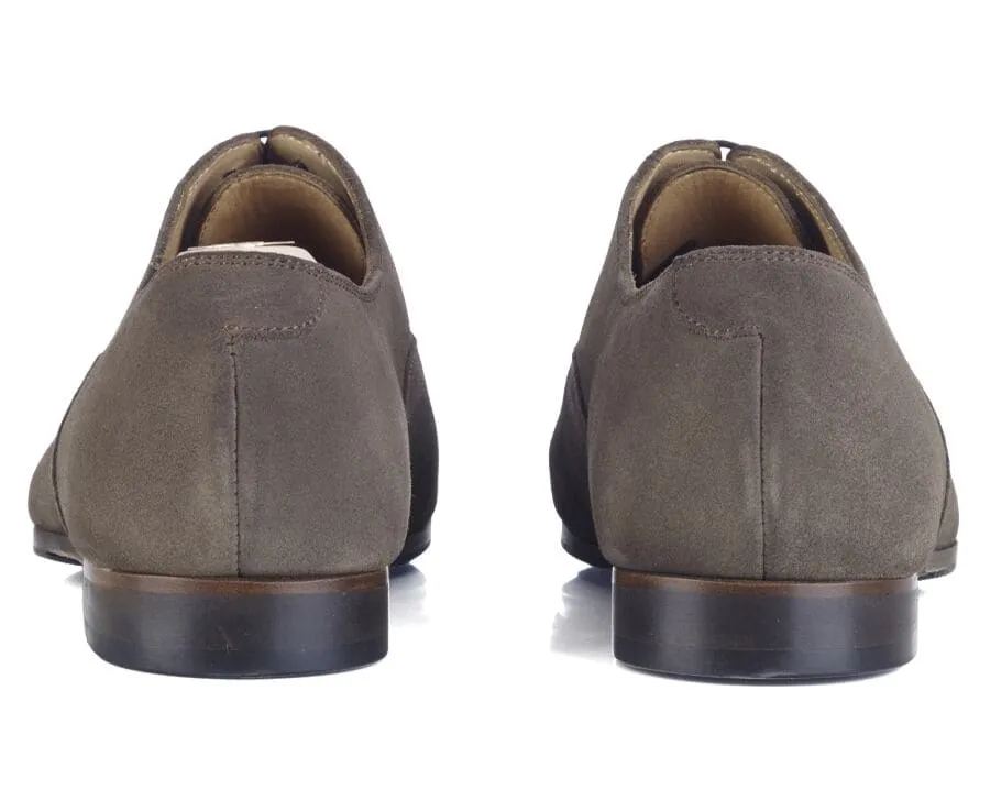 Taupe Suede Oxford shoes - Leather outsole &amp; rubber pad - LENNOX PATIN