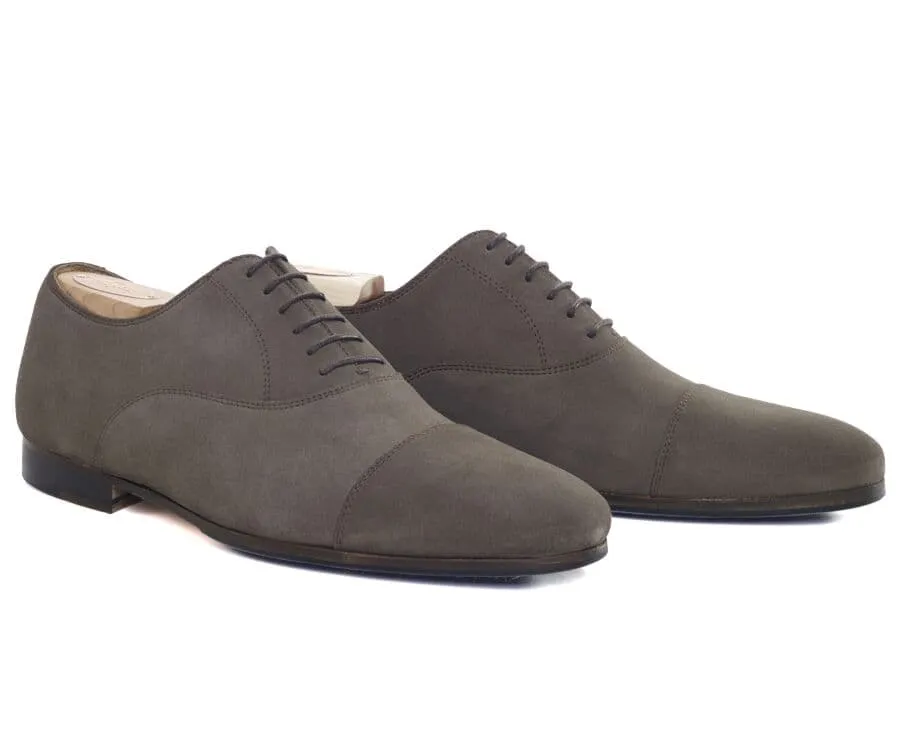 Taupe Suede Oxford shoes - Leather outsole &amp; rubber pad - LENNOX PATIN