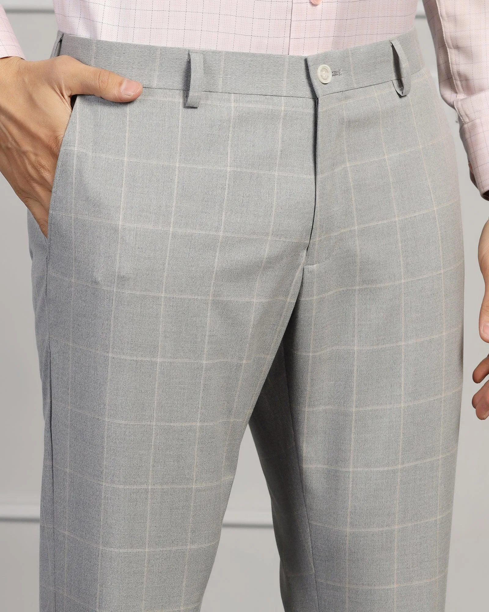 Three Piece Grey Check Formal Suit - Forex