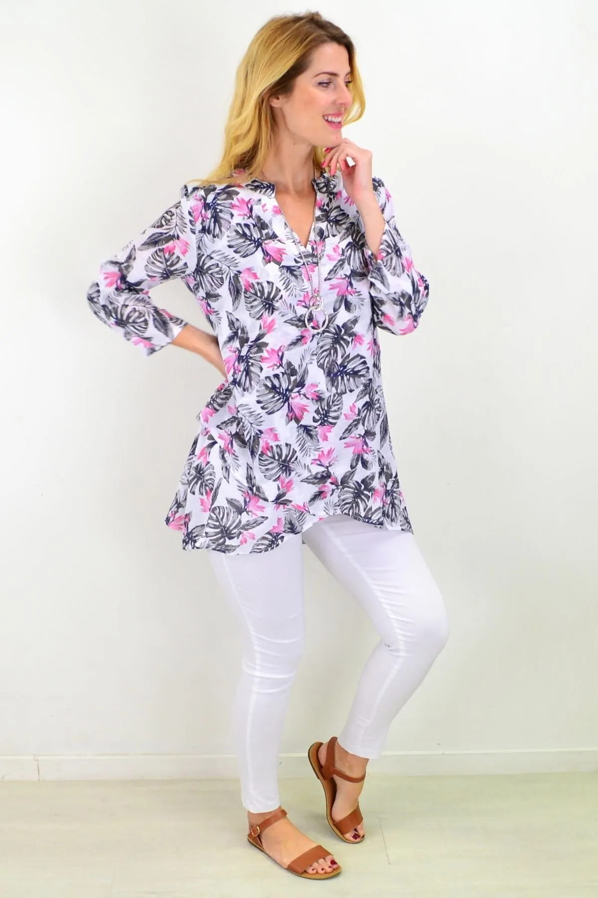 Tropical Bahama Hi Low Hem Tunic