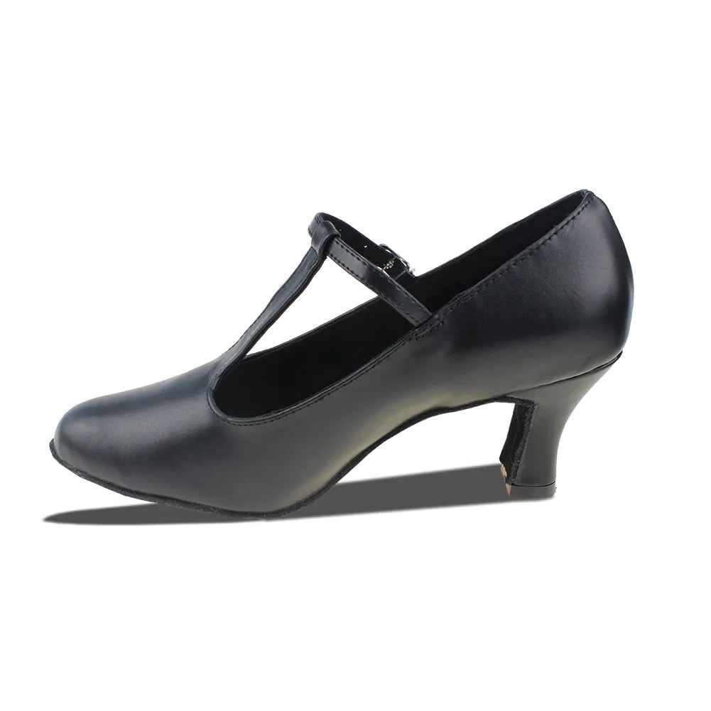 Unisex Leather Black Dance Shoes High Heeled