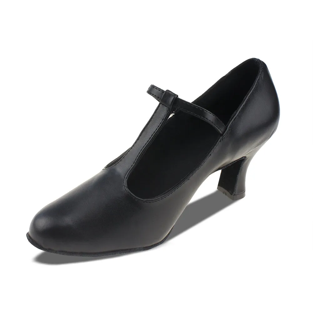 Unisex Leather Black Dance Shoes High Heeled