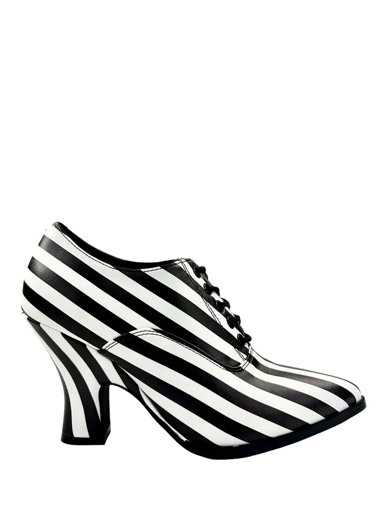 Victoria Black & White Pointed Toe Heels by Strange Cvlt