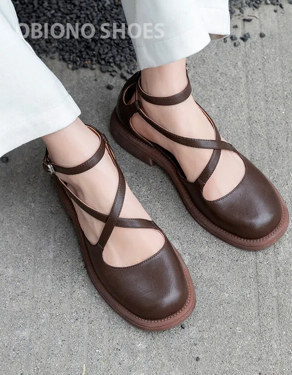 Vintage Ankle Cross Strap Round Toe Mary Jane Shoes