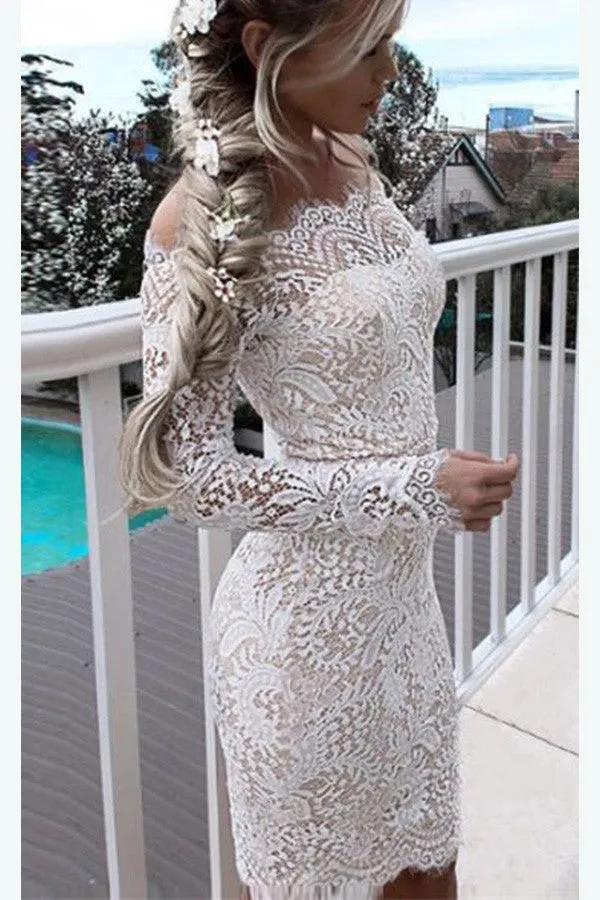 White Lace Homecoming Dress for Teens, Affordable Sexy Short Prom Dresses