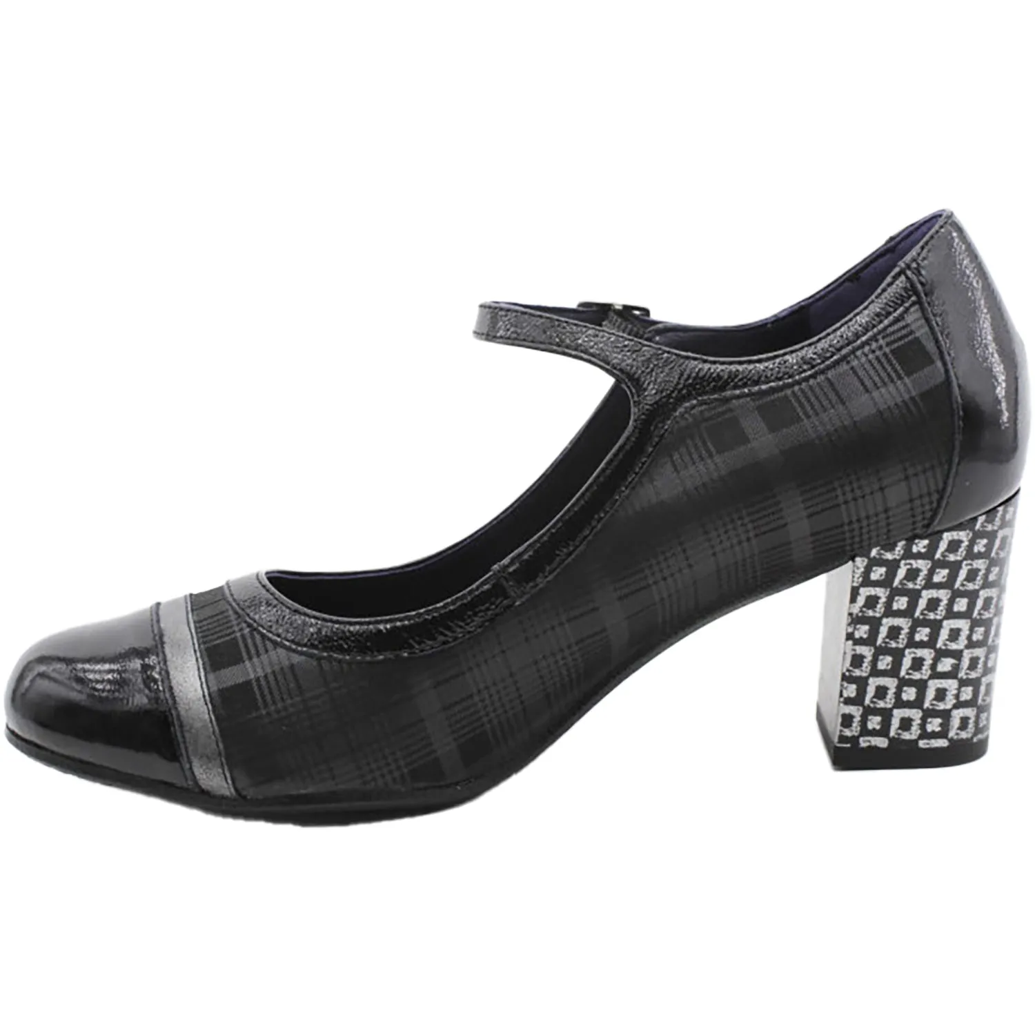 Women's Dorking Rodin D8669 Black Plaid Combo Leather