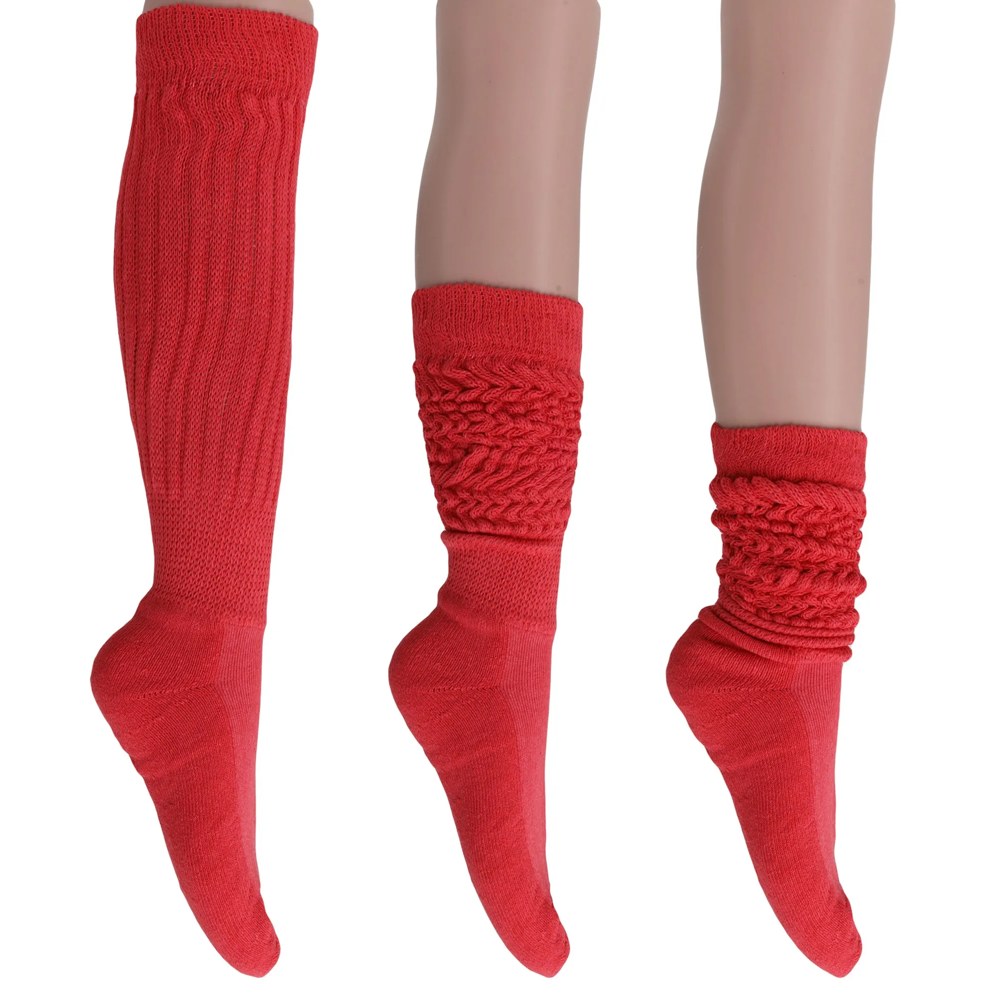 Women's Extra Long Heavy Slouch Cotton Socks 3 Pairs