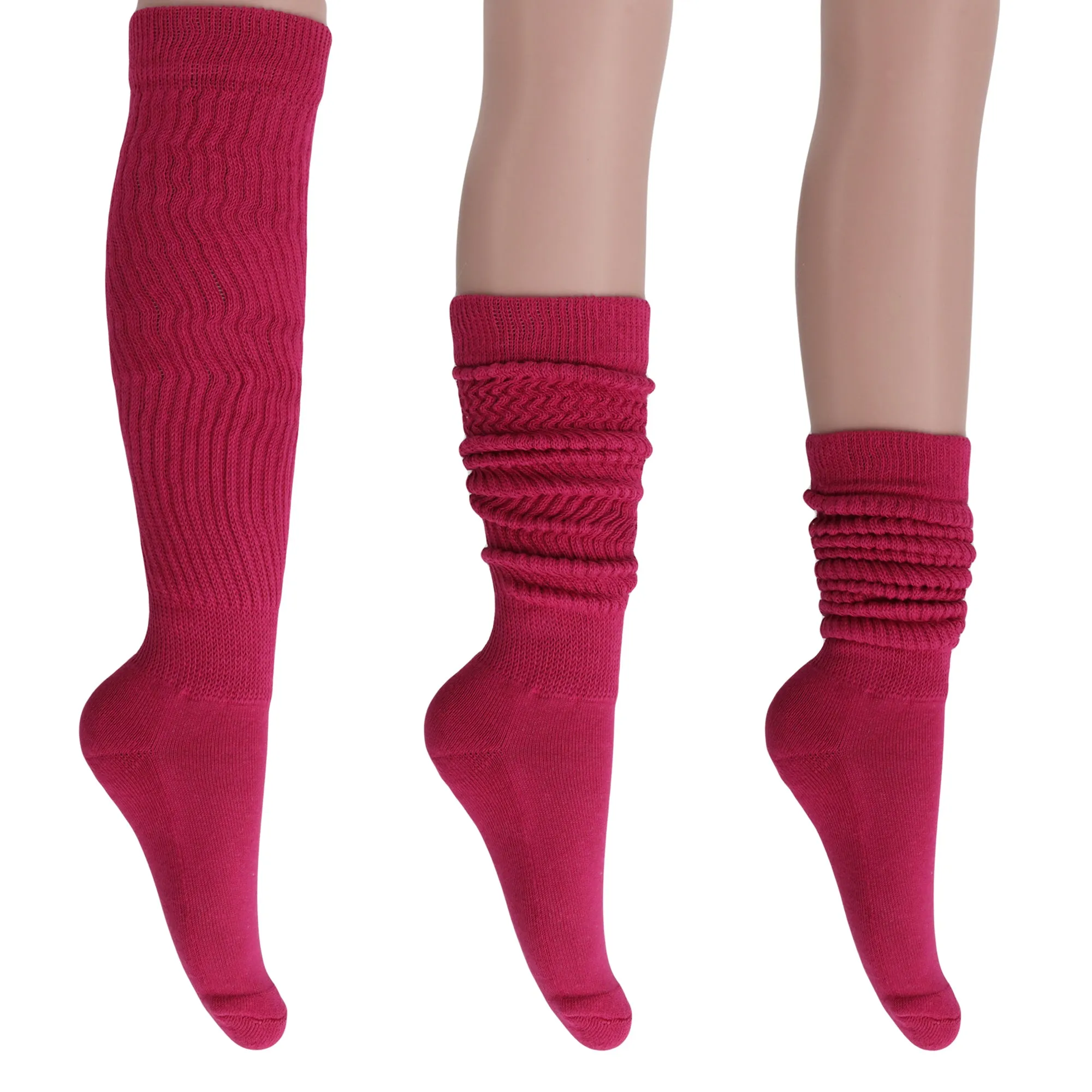 Women's Extra Long Heavy Slouch Cotton Socks 3 Pairs