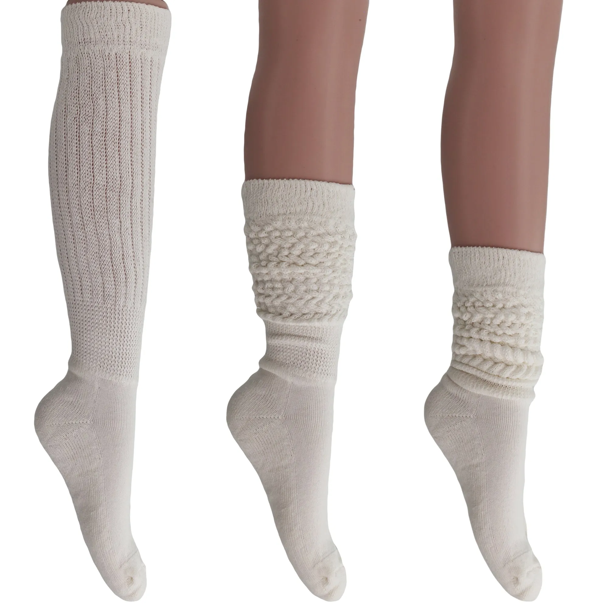 Women's Extra Long Heavy Slouch Cotton Socks 3 Pairs