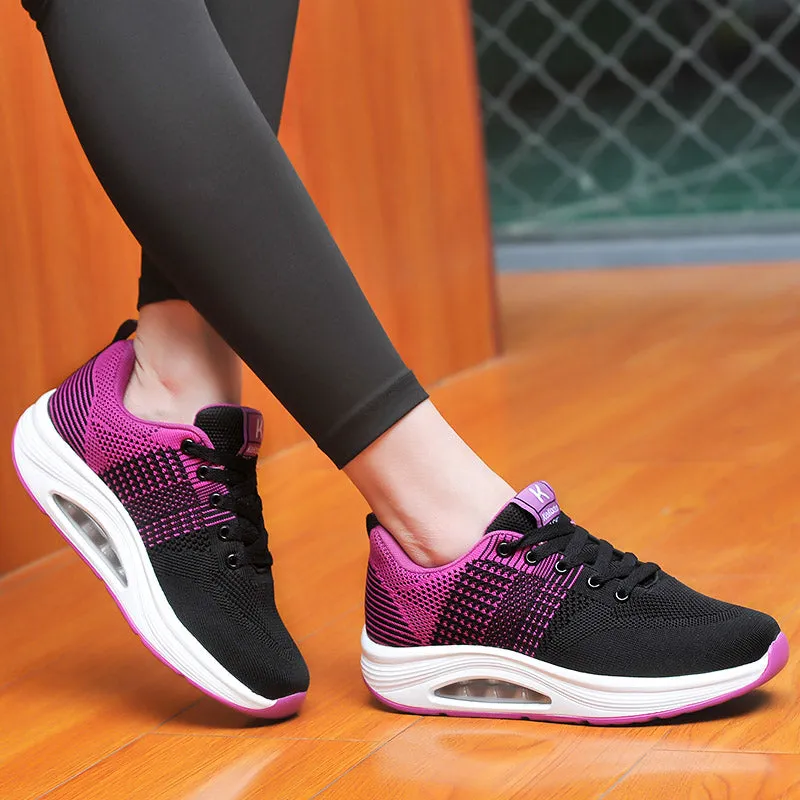 Women's Walking Shoes Sock Sneakers Black Breathe Platform Resistant Ladies Trainers Running Shoes