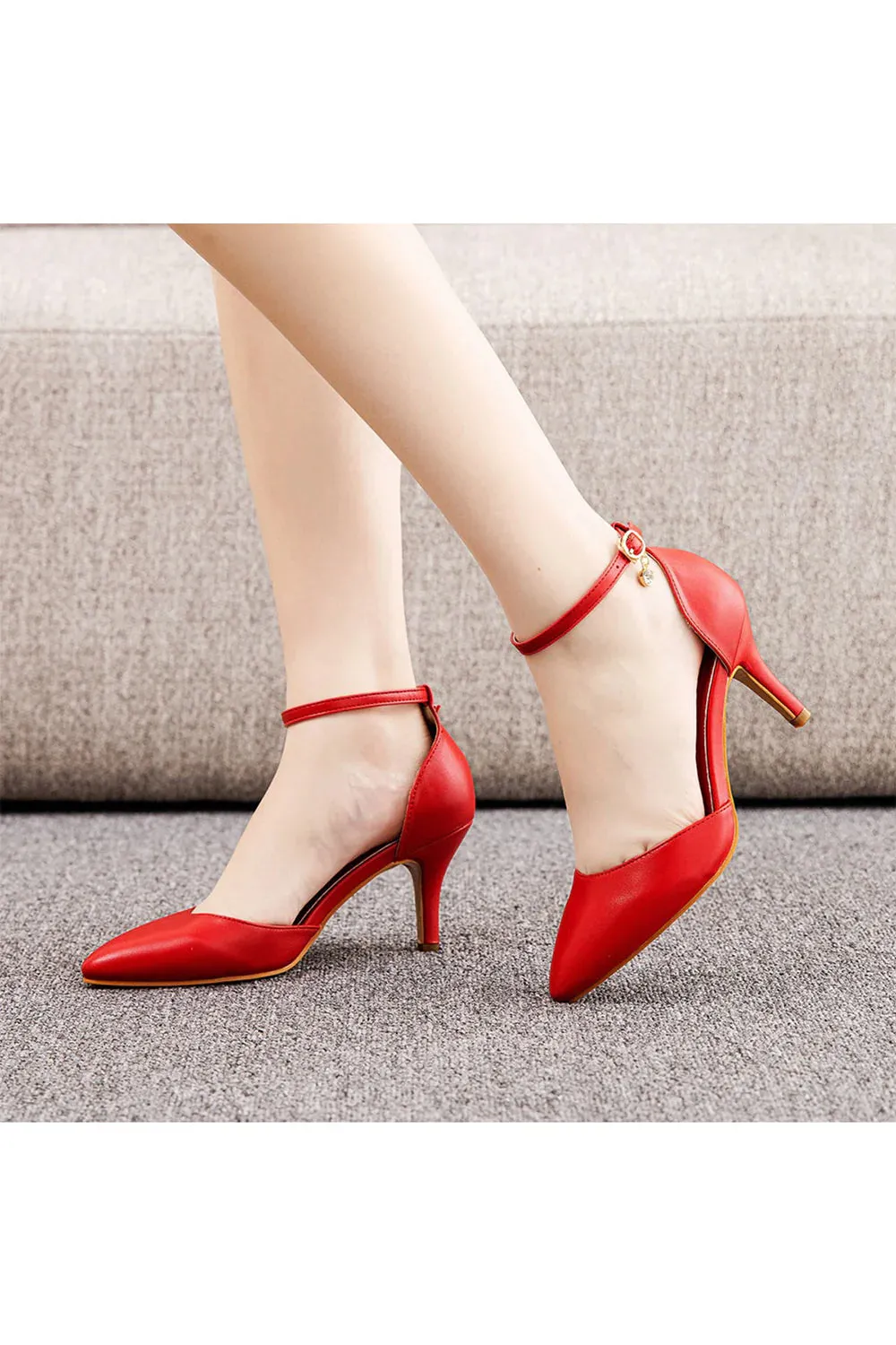 Women's Wedding Shoes Pointed Toe Ankle Strap Stiletto Heels