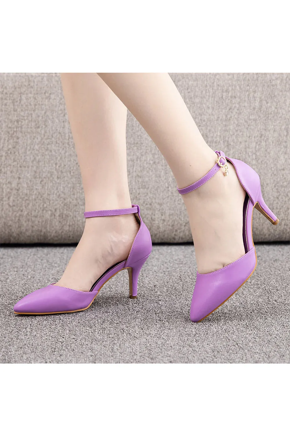 Women's Wedding Shoes Pointed Toe Ankle Strap Stiletto Heels