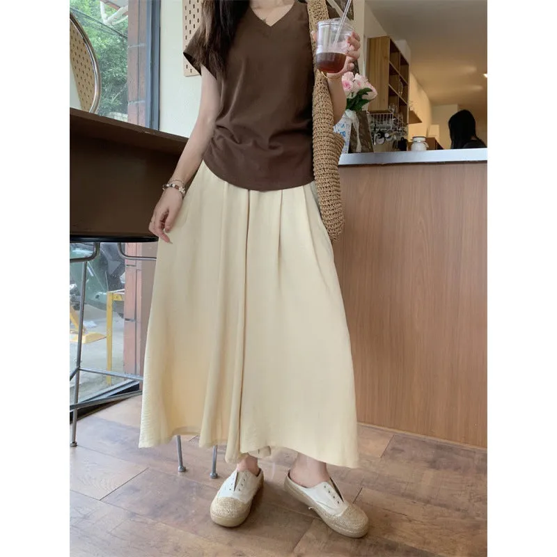 xiangtuibao Cross-Border Supply plus Size Thin Pantskirt for Women Summer High Waist Loose Drooping Casual Wide Leg Skort