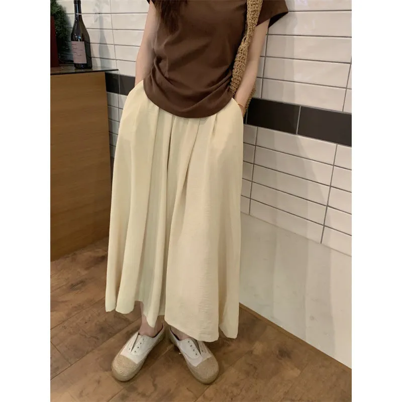 xiangtuibao Cross-Border Supply plus Size Thin Pantskirt for Women Summer High Waist Loose Drooping Casual Wide Leg Skort