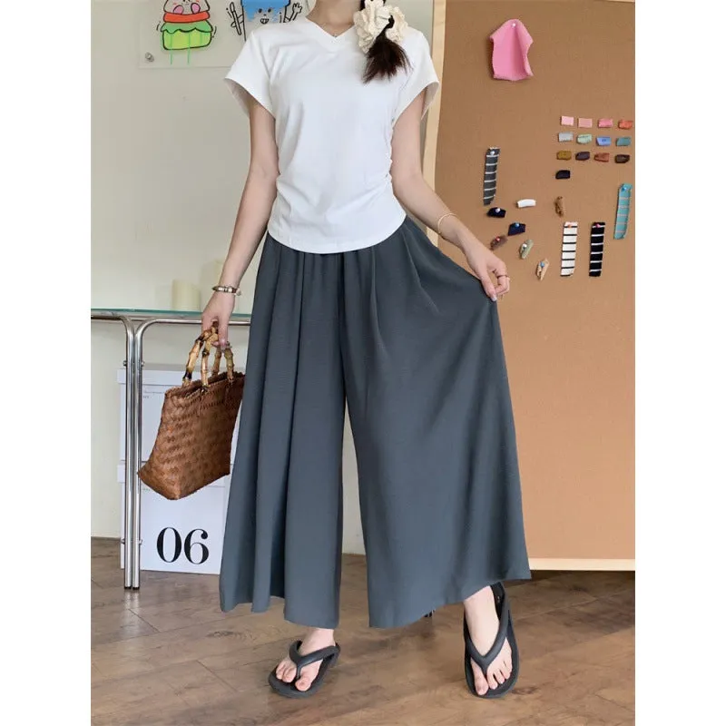 xiangtuibao Cross-Border Supply plus Size Thin Pantskirt for Women Summer High Waist Loose Drooping Casual Wide Leg Skort