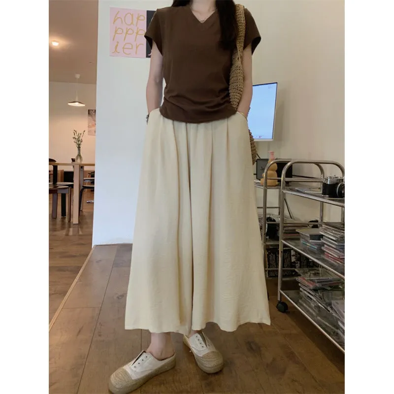 xiangtuibao Cross-Border Supply plus Size Thin Pantskirt for Women Summer High Waist Loose Drooping Casual Wide Leg Skort