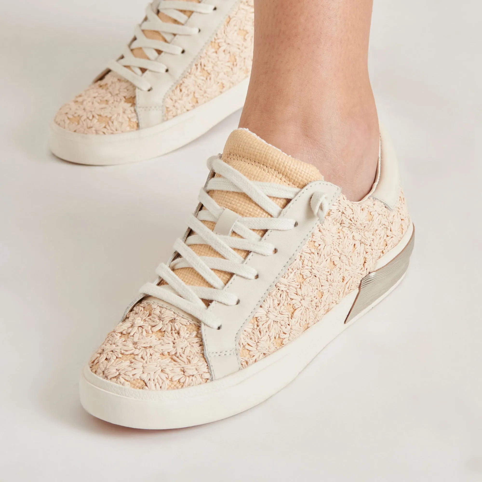 ZINA FLORAL SNEAKERS CREME FLORAL RAFFIA