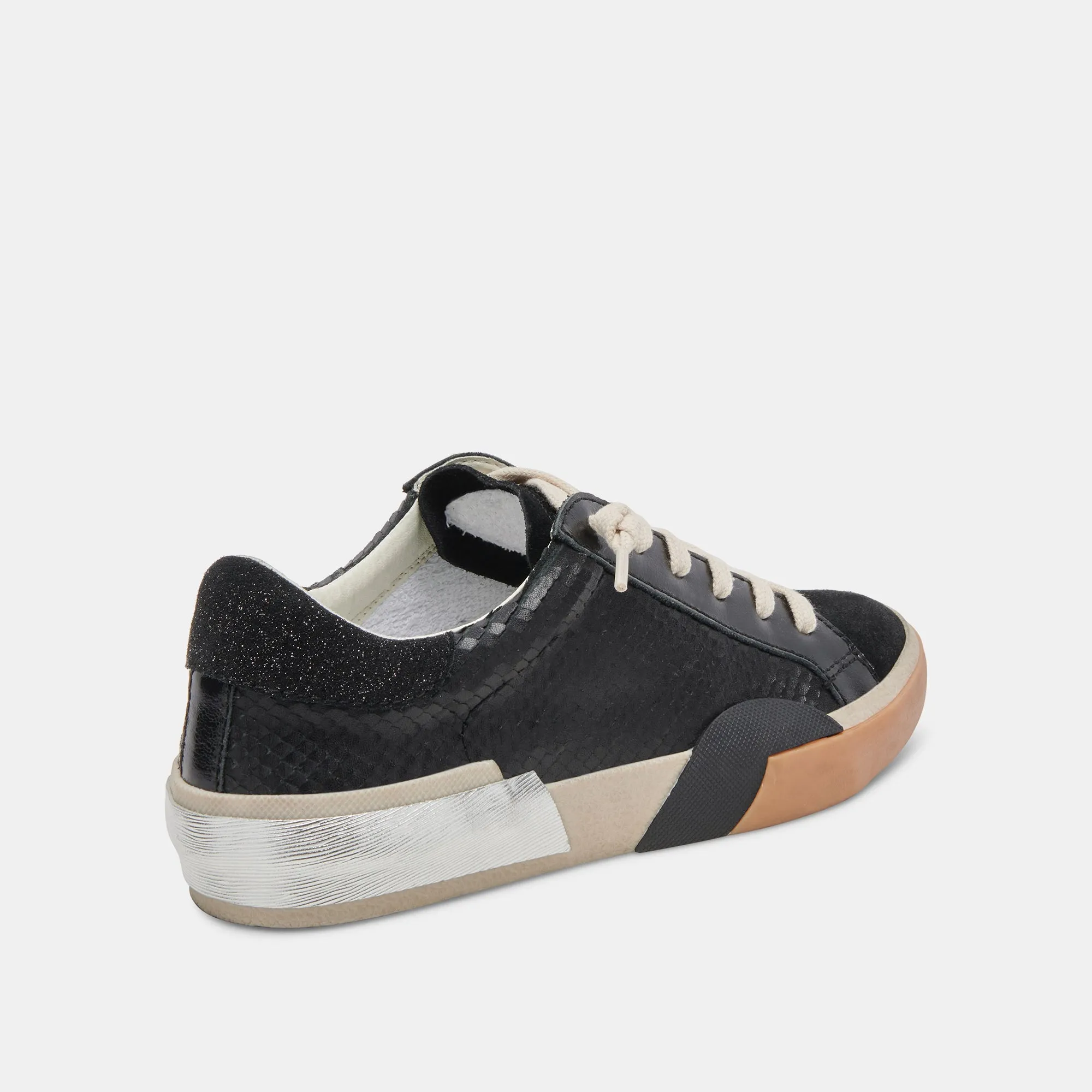 ZINA WIDE SNEAKERS ONYX EMBOSSED LEATHER