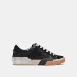 ZINA WIDE SNEAKERS ONYX EMBOSSED LEATHER